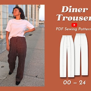 Elastic Backed Wide Leg Trousers | Diner Trousers | Slim Wideleg