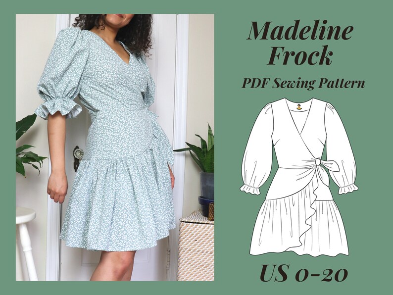 Ruffle Wrap Dress Sewing Pattern Madeline Frock Party - Etsy