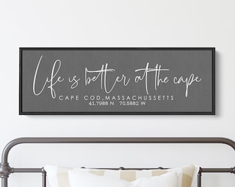 Personalized Beach House Sign | Life Is Better At The Cape With Longitude Latitude Coordinates