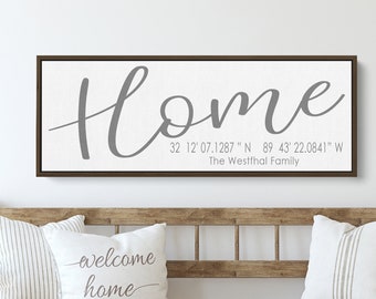 Custom Home Latitude Longitude Sign With Family Last Name | Farmhouse Decor For Real Estate Or Housewarming Gift