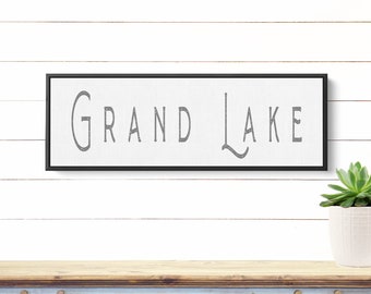 Customized Canvas Print with Your Favorite Lake Location | Rustic Lake House Sign