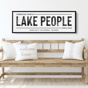 Large Canvas Lake Sign | Lake People Sign | Lake House Decor | Rustic ...