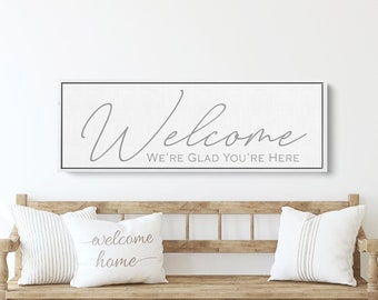 Entryway Sign, Welcome We're Glad You're Here, Wall Art