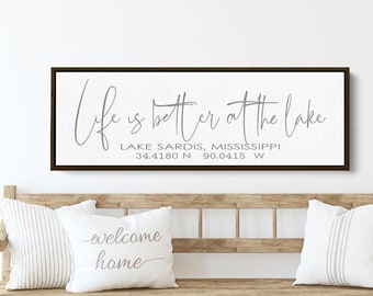 Personalized Lake House Sign | Life Is Better At The Lake With Longitude Latitude Coordinates