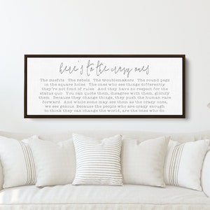 Here&#39;s to the Crazy Ones | Steve Jobs Quote | Inspirational Wall Art