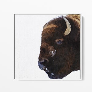 Buffalo Painting | Bison art | Wildlife painting | Canvas Watercolor Print | Rustic Decor