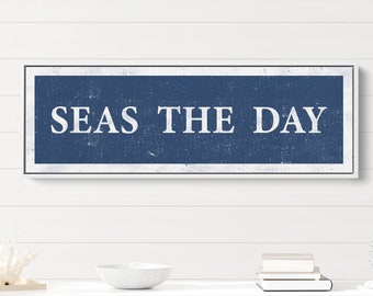 Seas The Day Sign | Distressed  Beach House Wall Decor