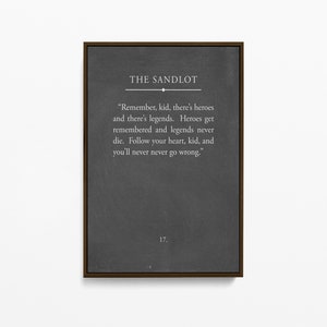 Boys Room Signs | Sandlot Quote Sign | Book Page Sign | Boys Room Decor | Framed Canvas Signs | Legends Never Die
