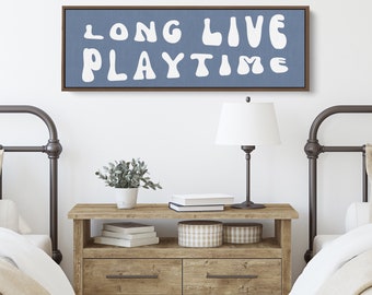 Whimsical 'Long Live Playtime' Canvas Wall Decor - Kids' Playroom Art - Bedroom Decor - Children's Playtime Sign - Inspirational Nursery Art