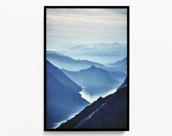 Blue Ridge Mountains Landscape Art | Mountains Silhouette | Large Wall Art | North Carolina Art Mountain Wall Art