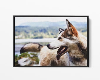 Dog Memorial Art | Custom Pet Watercolor Drawing Printed On Canvas