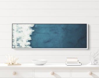 Waves in Ocean Wall Art | Extra Large Canvas Print | Blue Beach Decor for Living Room