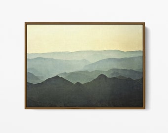 Mountain Wall Art | Minimal Mountain | Abstract Landscape Framed Canvas | Mid-Century Modern Living Room Wall Decor | Large Wall Decor