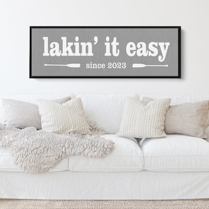 Lake House Sign | Lakin It Easy | Rustic Lake Wall Decor for Entry or Living Room | Personalized