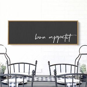 Bon Appetit | Large Sign for Kitchen or Dining Room | Modern Farmhouse Canvas