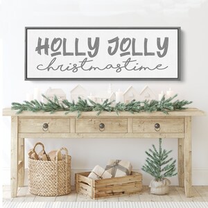 Holly Jolly Christmas Time Wall Canvas Festive Holiday Decor for Home Christmas Wall Decor Holiday Decorations image 6