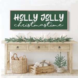 Holly Jolly Christmas Time Wall Canvas Festive Holiday Decor for Home Christmas Wall Decor Holiday Decorations image 7