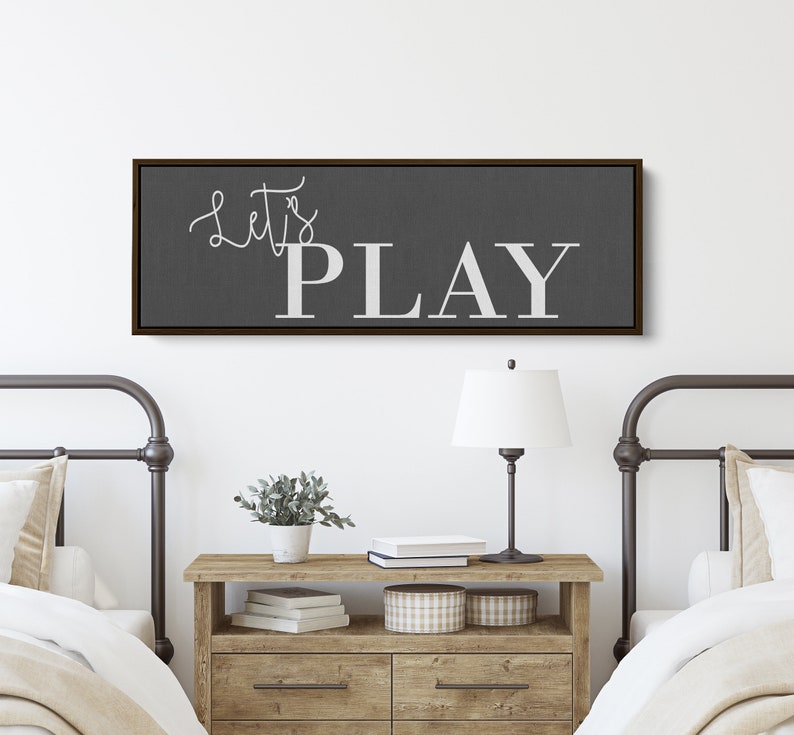 Lets Play Sign Playroom Wall Art Nursery Decor Family Etsy