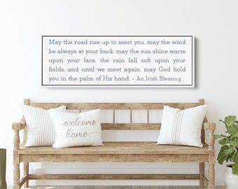 May The Road Rise Up To Meet You, May God Hold You In The Palm Of His Hand Sign | Irish Blessing Celtic Prayer