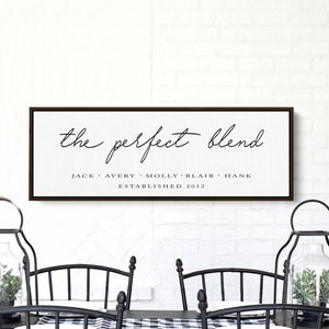 The Perfect Blend Sign | Perfectly Blended | Personalized Family Name | Established Date Sign | Farmhouse Decor | Wedding Gift