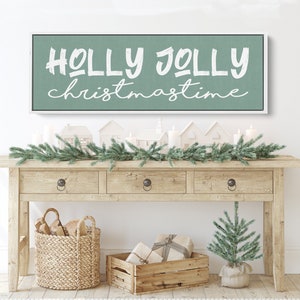 Holly Jolly Christmas Time Wall Canvas Festive Holiday Decor for Home Christmas Wall Decor Holiday Decorations image 8