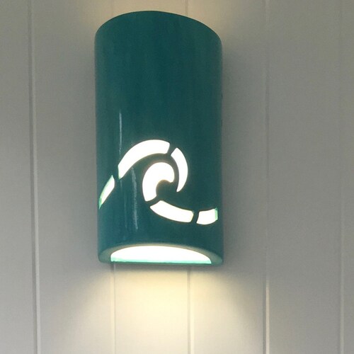 Ocean Wave Ceramic Outdoor Wall Sconce Light Outside Etsy