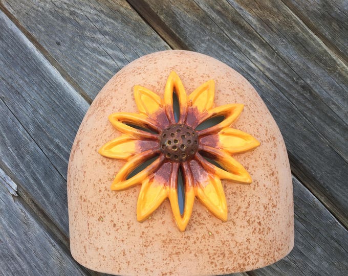 Ceramic Wall Sconce with a 3D Sunflower, Dome Top Wall Sconce, Outdoor Sconce, Wall Sconce, Dark Sky Lighting, Porch Light, Patio Lighting
