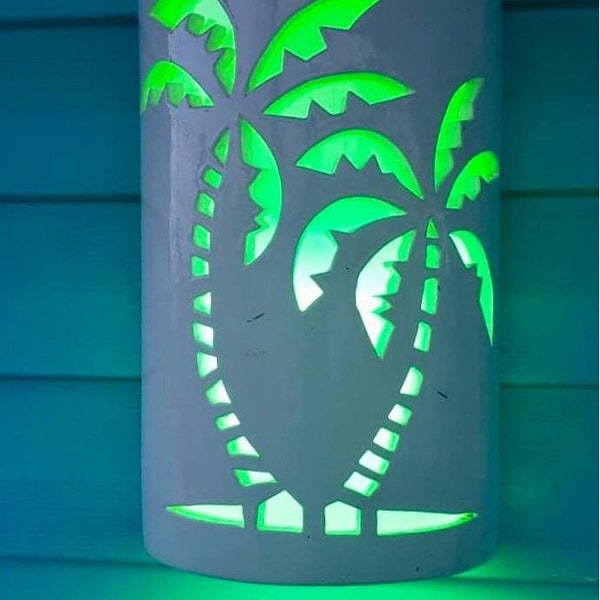 Palm Tree Outdoor Ceramic Wall Sconce - Coastal Beach House Lighting - Dark Sky Lights - Tropical Lighting - Nautical Outdoor Lighting