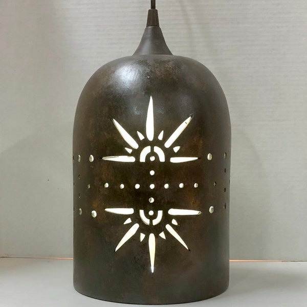 Ceramic Dome Top Hanging Pendant Light - Half Star Design - Metal Glaze - Bar Lights - Chandelier Lights - Custom Lighting - Outdoor Lights