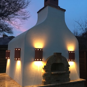 Outdoor Ceramic Wall Sconces with Diamond Cutouts - Patio or Porch Lights - Dark Sky lighting - Exterior Wall Sconces - Column Lights