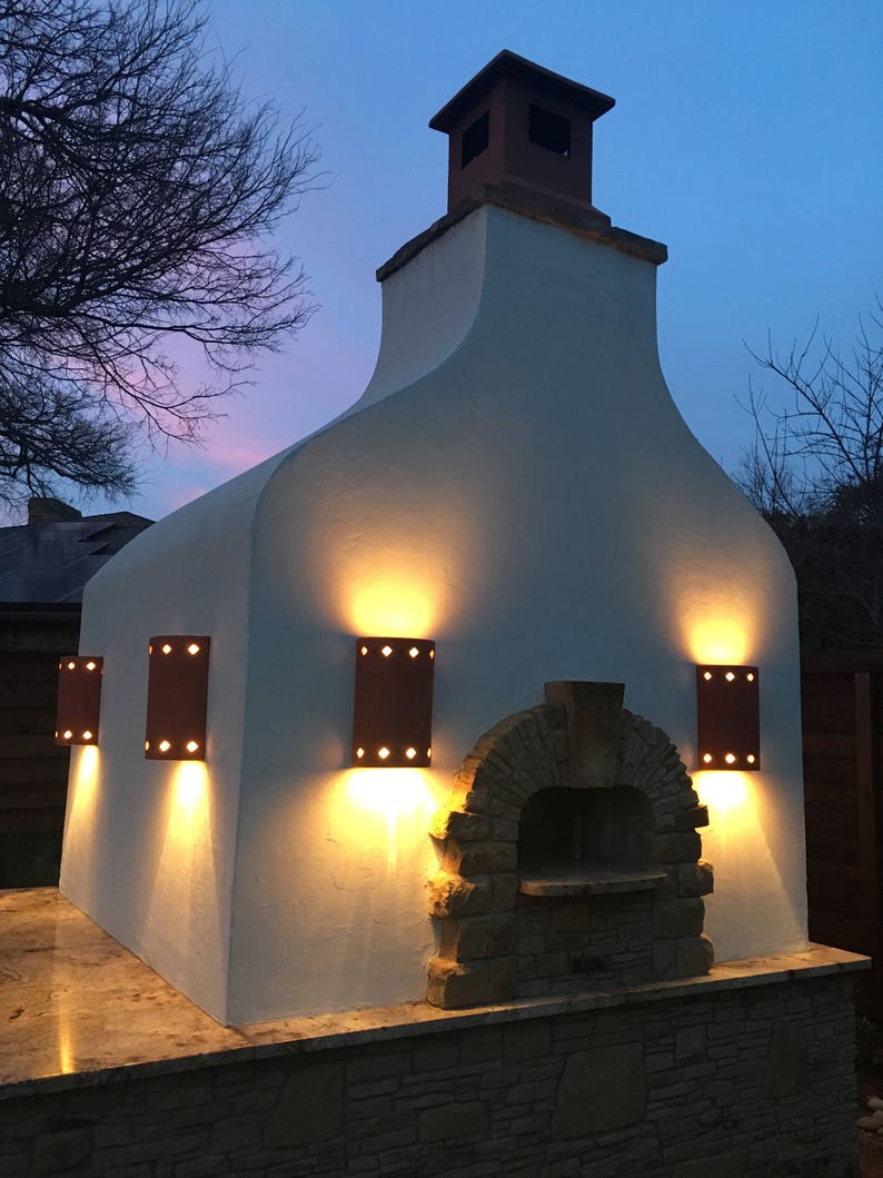 Outdoor Ceramic Wall Sconce Southwestern Style Lighting With Simple Diamonds Exterior Patio Porch Dark Sky
