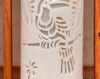 Handmade Toucan Ceramic Sconce – Tropical Coastal Wall Light Fixture