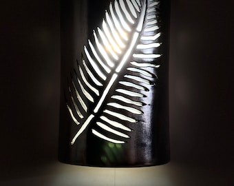 Coastal Palm Leaf Ceramic Wall Sconce for Interior or Exterior Lighting
