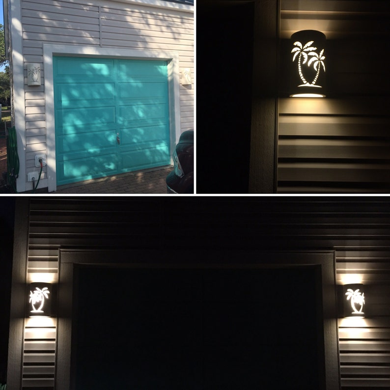 Palm Tree Outdoor Wall Sconce Coastal Beach House Lighting Etsy Canada