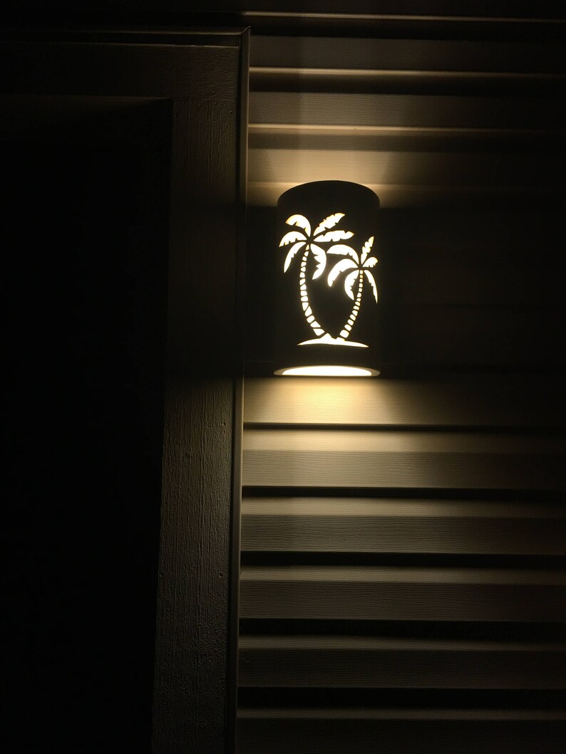 Palm Tree Wall Sconce Outdoor Light Beach House Lights Dark Sky Tropical Lighting Coastal Wet Location