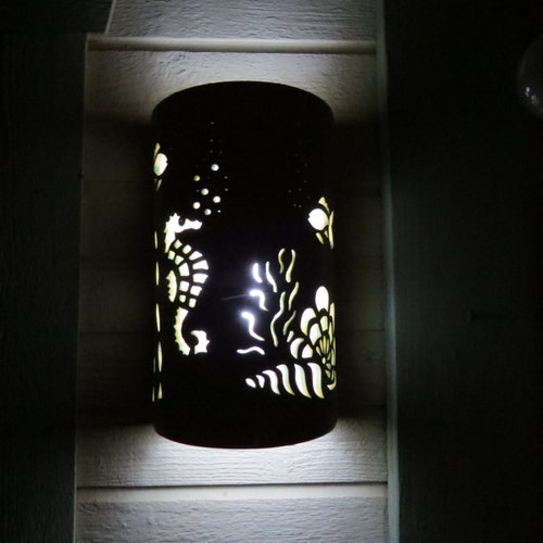 Seahorse Outdoor Wall Sconces Nautical Decor Exterior Etsy