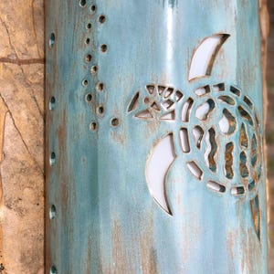 Sea Turtle Ceramic Wall Sconce – Coastal Outdoor Lighting, Handmade