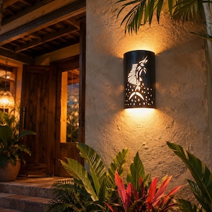 Handmade Ceramic Wall Sconce – Swordfish Design, Weatherproof Outdoor Nautical Lighting
