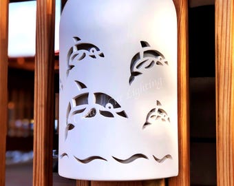 Dolphins Jumping Interior or Exterior Ceramic Wall lighting - Coastal Dark Sky Lighting