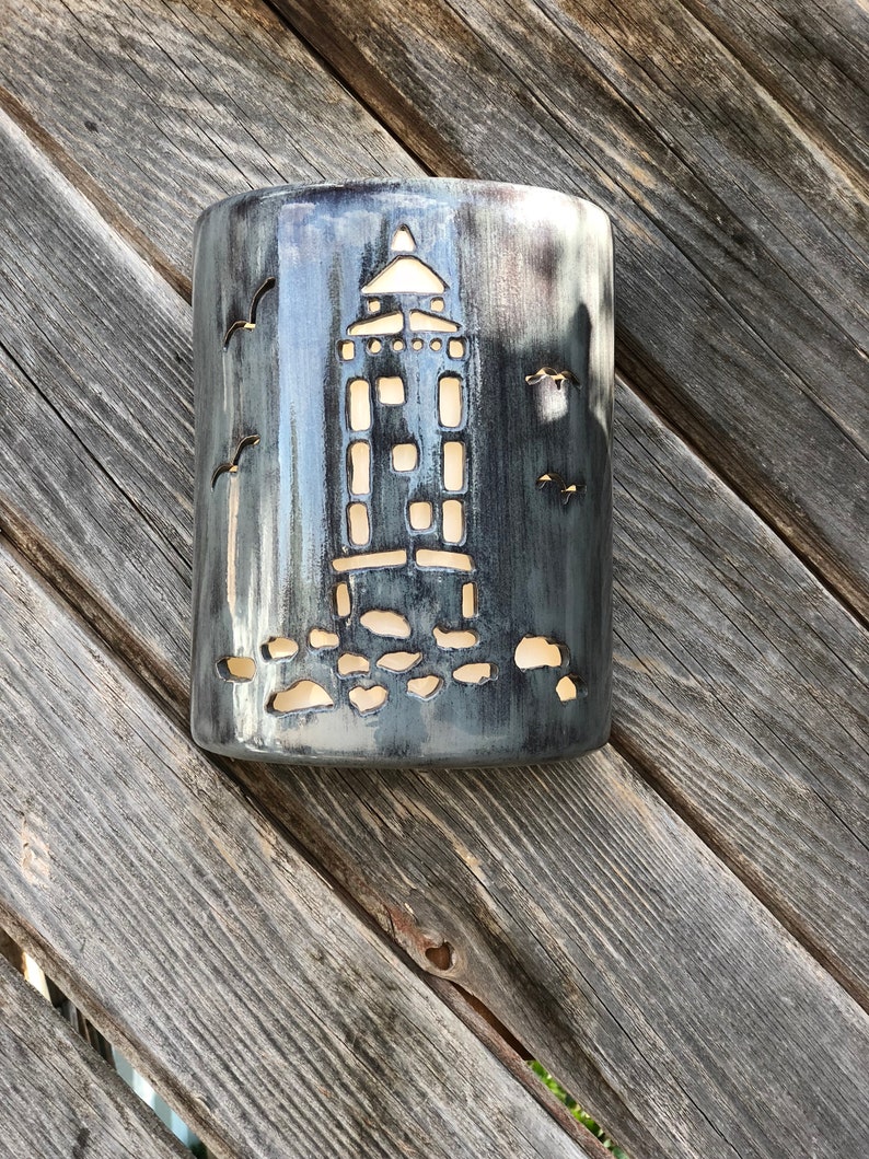 Nautical Lighthouse Outdoor Ceramic Wall Sconce / Coastal Etsy