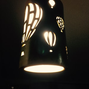Hot Air Balloon hanging chandelier pendant light, Hanging Cylinder Light, Balloon in flight, Ceramic pendants light