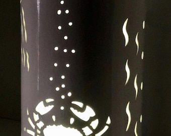 Nautical Ceramic Wall Sconce with a Crab Under Water for Interior or Exterior Decor