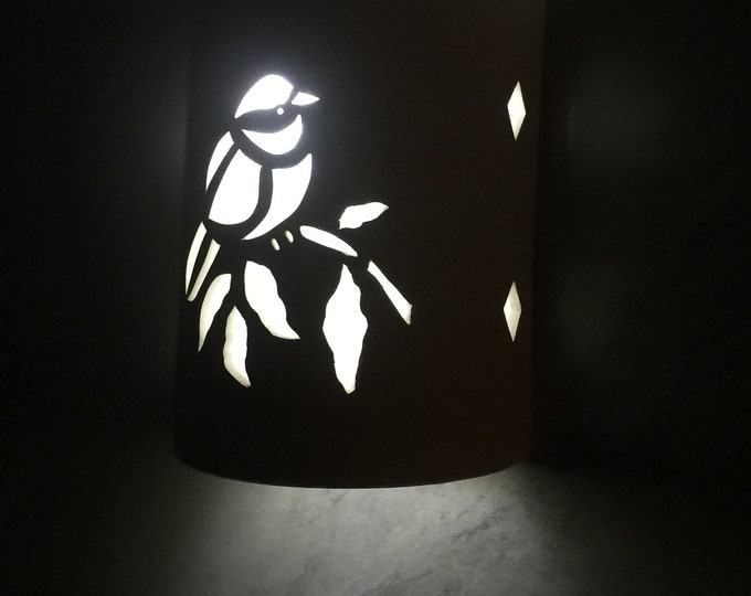 Ceramic Outdoor Wall Sconce/ Bird On a Branch Exterior or Interior Lighting  and Decor Dark Sky Lighting Curb appeal Coastal lights