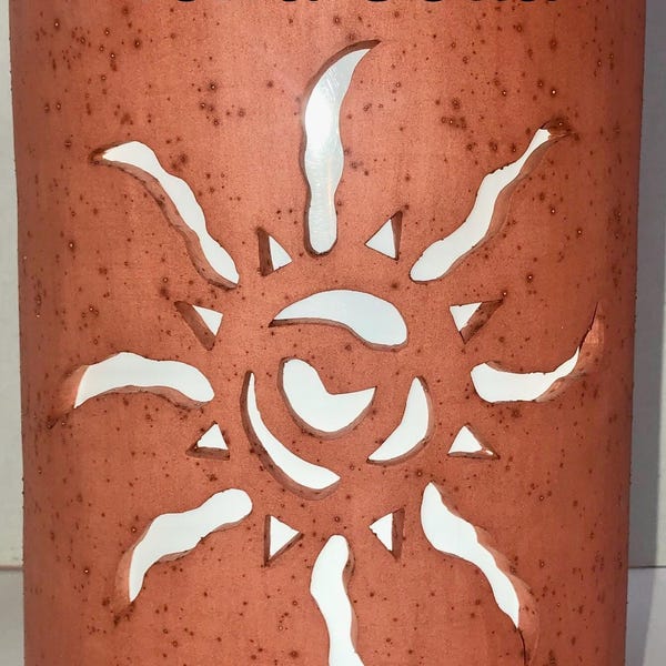 Aplique de pared cerámico Southwestern Sun, iluminación exterior para zonas húmedas