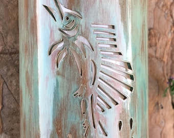 Handmade Swordfish Ceramic Wall Sconce, Coastal Outdoor Lighting