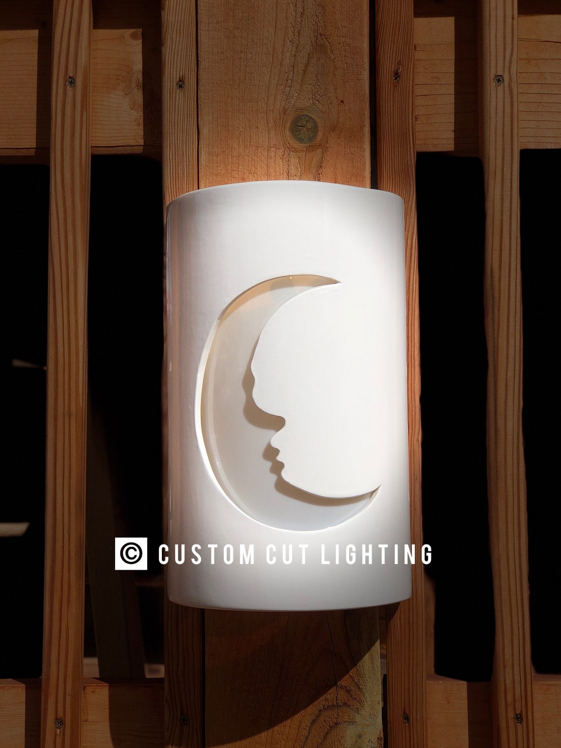 Crescent Moon Ceramic Wall Light Outside Moon Light Exterior Etsy