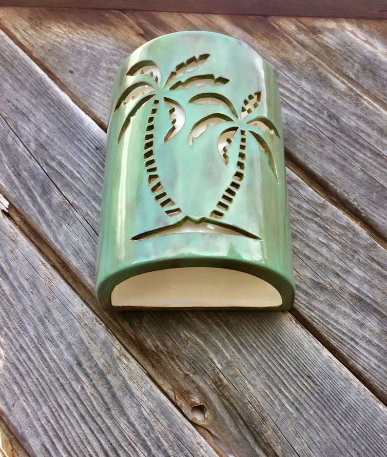 Palm Tree Outdoor Wall Sconce Coastal Beach House Lighting Etsy