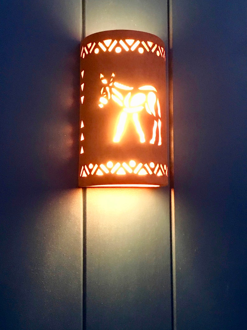 Wild Burro Wall Sconce Outdoor Ceramic Sconces Exterior Lighting Donkey Custom Made Rustic