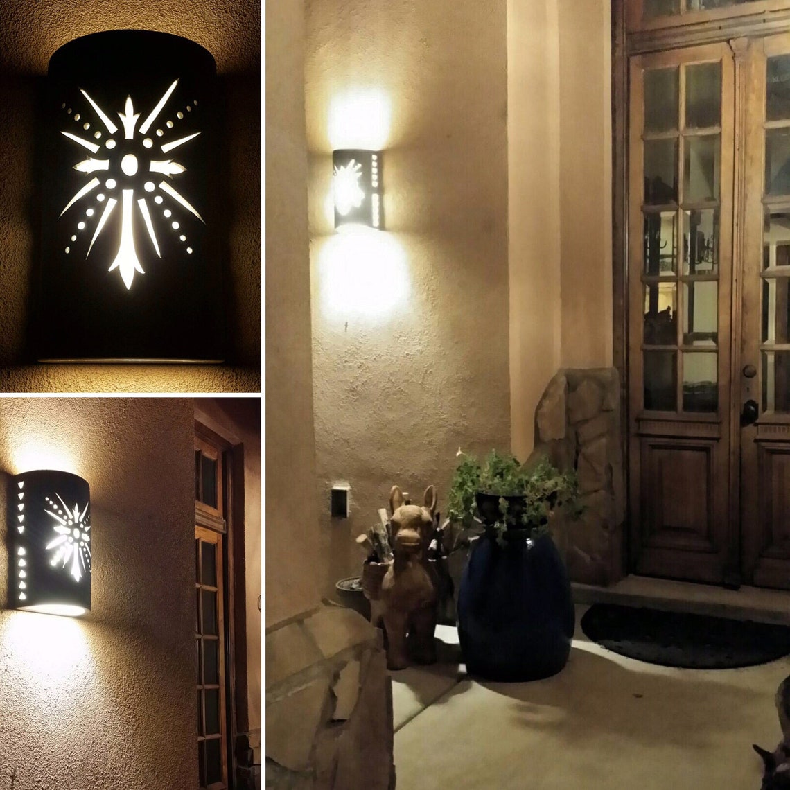 Rustic Cross Outdoor Wall Sconce Light Fixture Blessed Cross Etsy