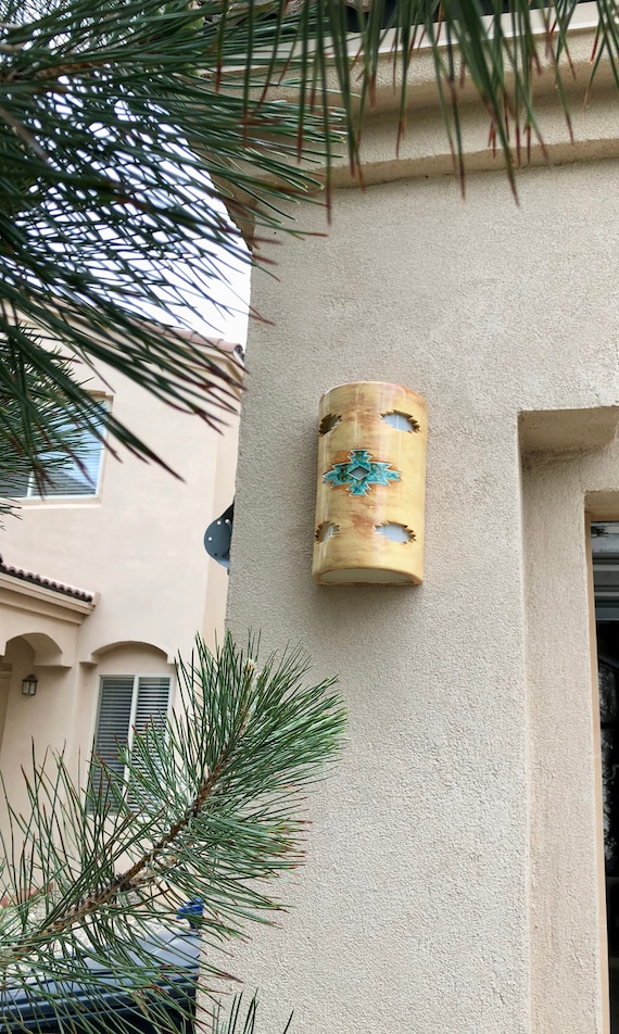 Southwestern Ceramic Wall Light Outside Sconce Exterior Image 0